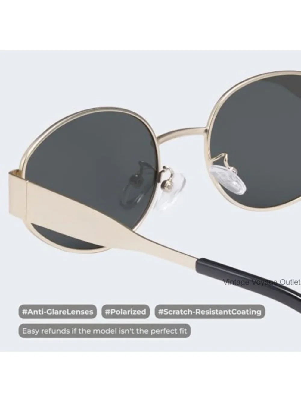Retro Polarized Sunglasses with UV400 Protection, Metal Frames, Oval Shape,